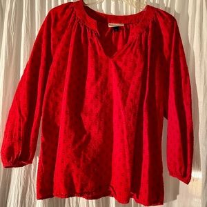 Red Boho blouse sz L